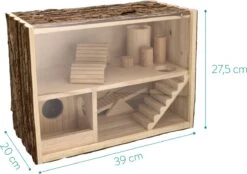 Navaris Houten Hamsterhuis - Speelhut Voor Hamsters, Kleine Knaagdieren, Gerbils, Muizen - Schuilplaats Op Twee Etages Voor Hamster, Cavia, Muis -Huisdierbenodigdheden Serie 1200x846 3