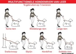 Multifunctionele Hondenriem - 220cm - Bruin - Leren Hondenriem - 100% Volnerfleer - Hondenriem Leer - Leiband Hond -Huisdierbenodigdheden Serie 1200x853