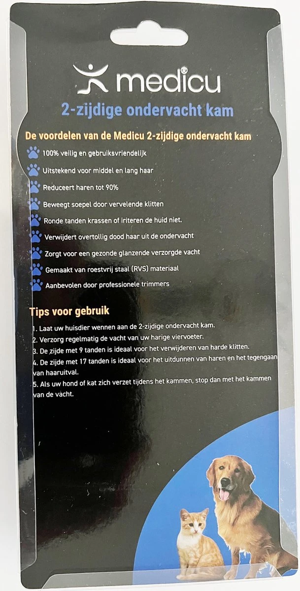 Hondenkam 2-Zijdige Voor Ondervacht - Kattenkam - Voorkomt Haaruitval - Verwijdert Klitten - MEDICU ® Premium Quality 2 Hondenkam 2-Zijdige Voor Ondervacht - Kattenkam - Voorkomt Haaruitval - Verwijdert Klitten - MEDICU ® Premium Quality - Afbeelding 2