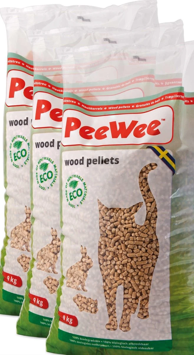 Peewee Houtkorrels Kattenbakvulling - 3 X 9 Kg (27 Kg, 42l) 4 Peewee Houtkorrels Kattenbakvulling - 3 X 9 Kg (27 Kg, 42l) - Afbeelding 4