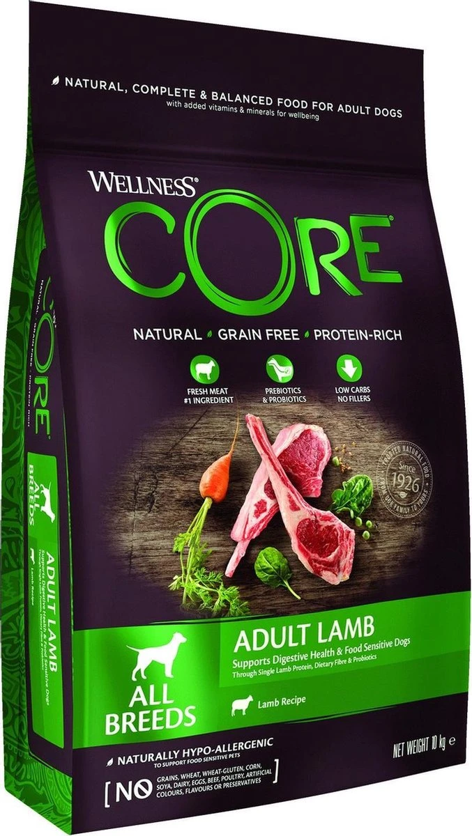 Wellness Core Grain Free Dog Adult Lam - Hondenvoer - 10 Kg 1 Wellness Core Grain Free Dog Adult Lam - Hondenvoer - 10 Kg
