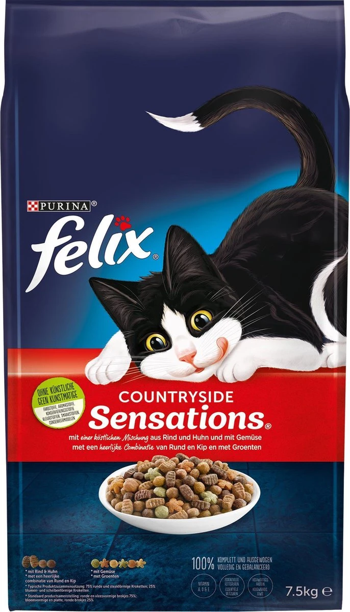 Felix Countryside Sensations Rund En Kip Met Groenten - Katten Droogvoer - 7.5kg 1 Felix Countryside Sensations Rund En Kip Met Groenten - Katten Droogvoer - 7.5kg