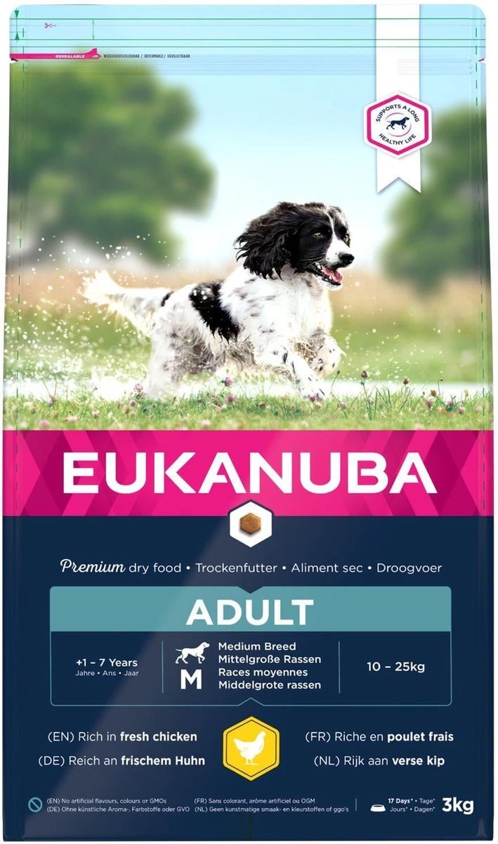 Eukanuba Dog Adult Medium Breed - Kip - Hondenvoer - 15 Kg 5 Eukanuba Dog Adult Medium Breed - Kip - Hondenvoer - 15 Kg - Afbeelding 5