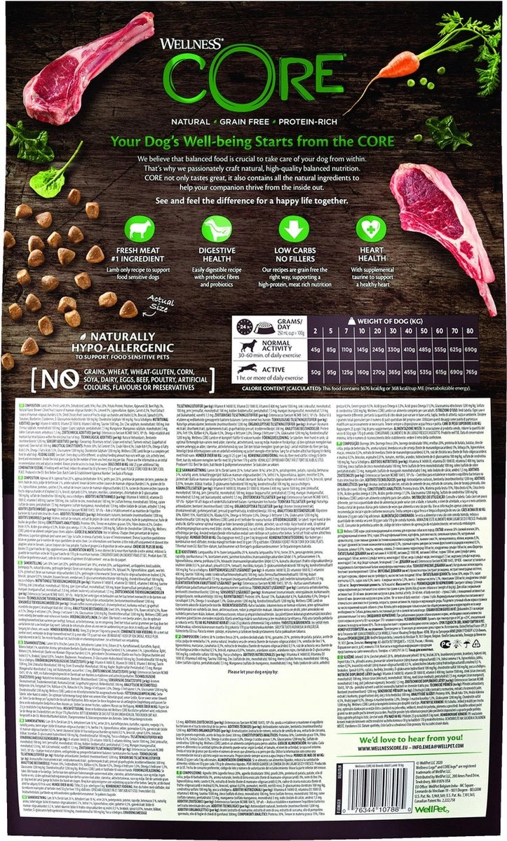 Wellness Core Grain Free Dog Adult Lam - Hondenvoer - 10 Kg 3 Wellness Core Grain Free Dog Adult Lam - Hondenvoer - 10 Kg - Afbeelding 3