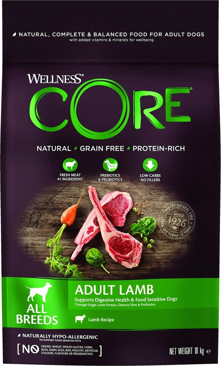 Wellness Core Grain Free Dog Adult Lam - Hondenvoer - 10 Kg 2 Wellness Core Grain Free Dog Adult Lam - Hondenvoer - 10 Kg - Afbeelding 2