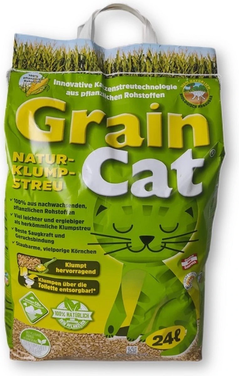 Merkloos GrainCat Composteerbare Kattenbakvulling Klontvormend 24L 1 Merkloos GrainCat Composteerbare Kattenbakvulling Klontvormend 24L