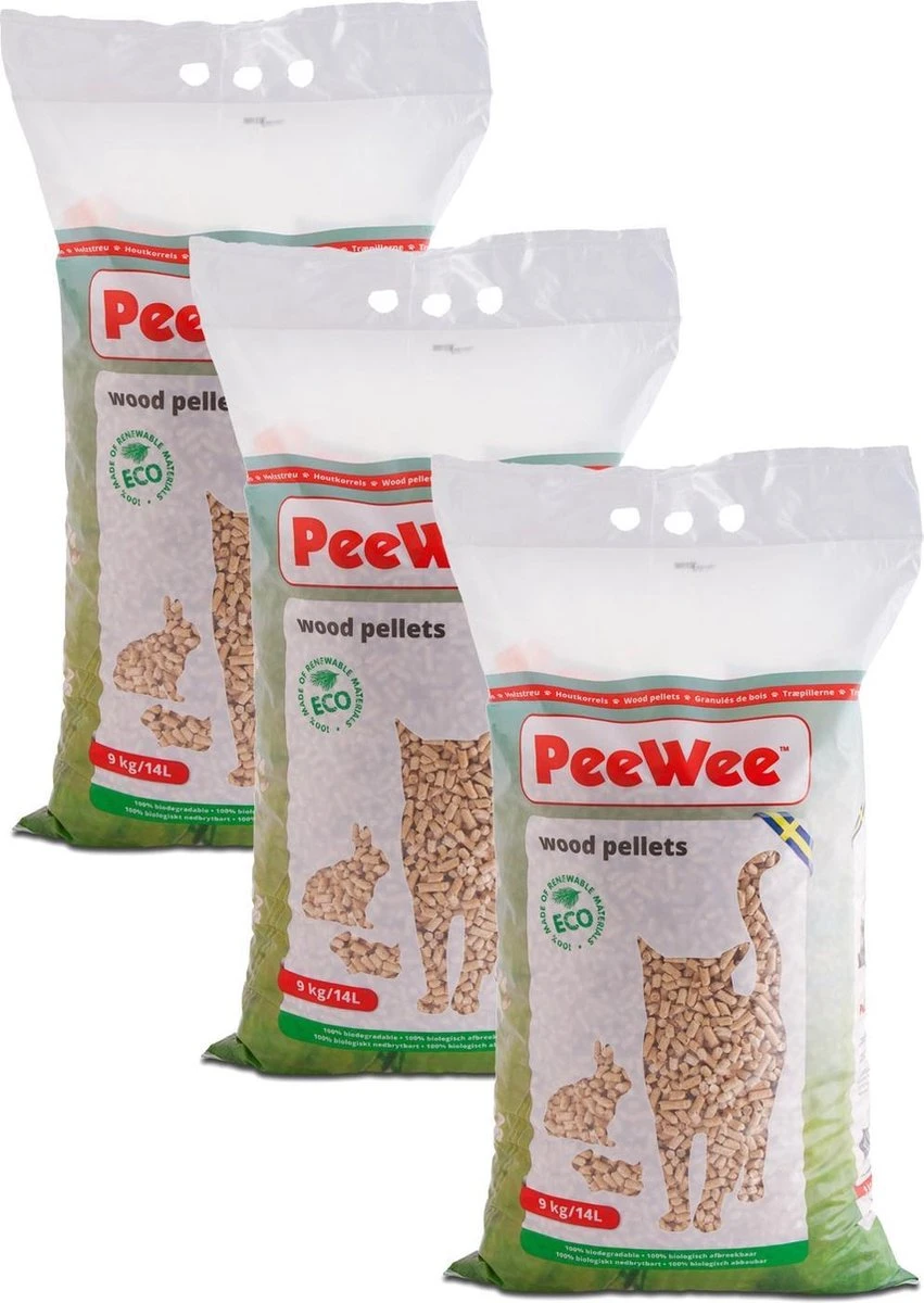 Peewee Houtkorrels Kattenbakvulling - 3 X 9 Kg (27 Kg, 42l) 1 Peewee Houtkorrels Kattenbakvulling - 3 X 9 Kg (27 Kg, 42l)