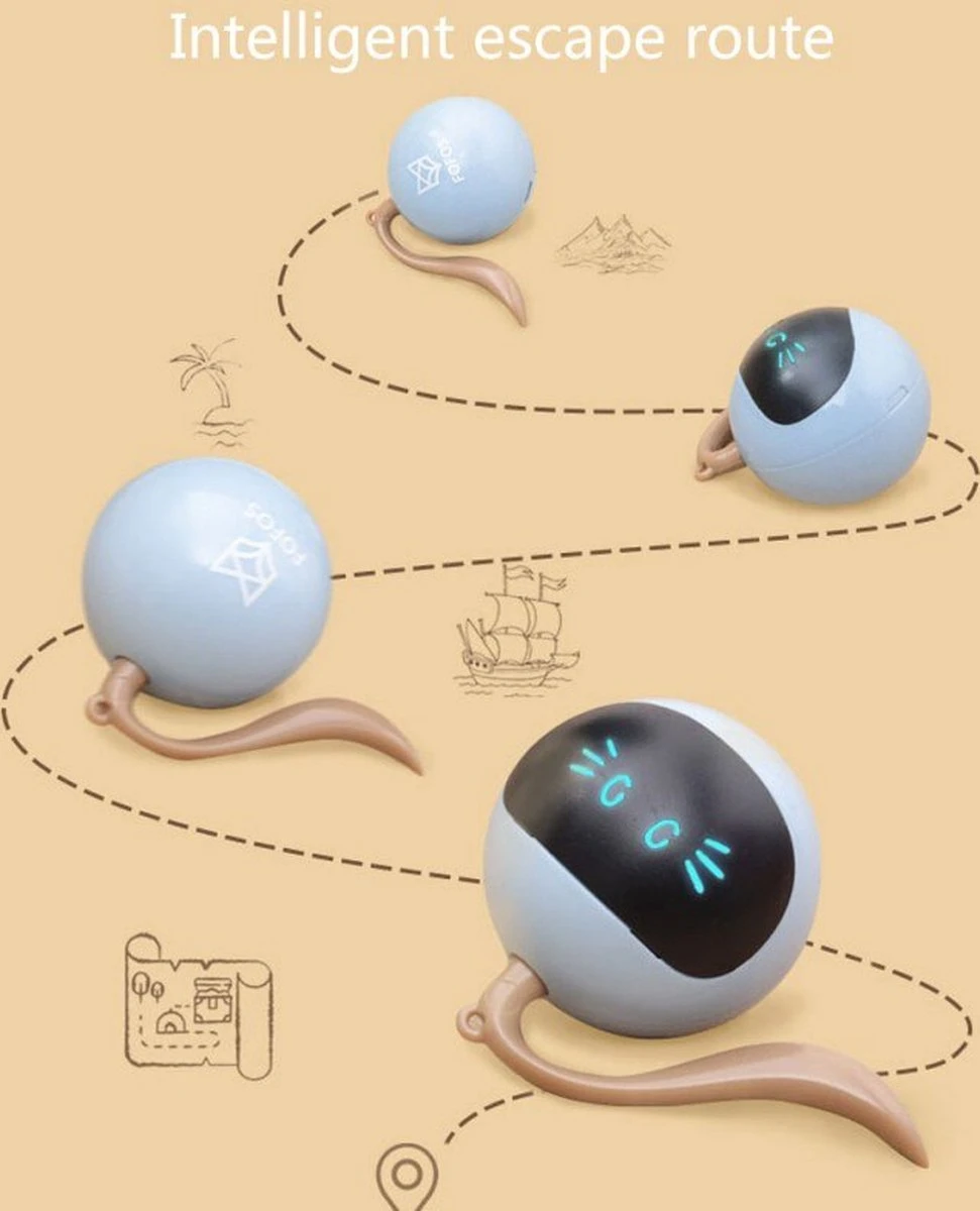 Otiume Interactieve Speelbal - Slimme Interactieve Jaag Speeltje Voor Katten - Kattenspeeltjes - Intelligente Jaagbal - AI -USB Oplaadbaar - LED - Blauw 7 Otiume Interactieve Speelbal - Slimme Interactieve Jaag Speeltje Voor Katten - Kattenspeeltjes - Intelligente Jaagbal - AI -USB Oplaadbaar - LED - Blauw - Afbeelding 7